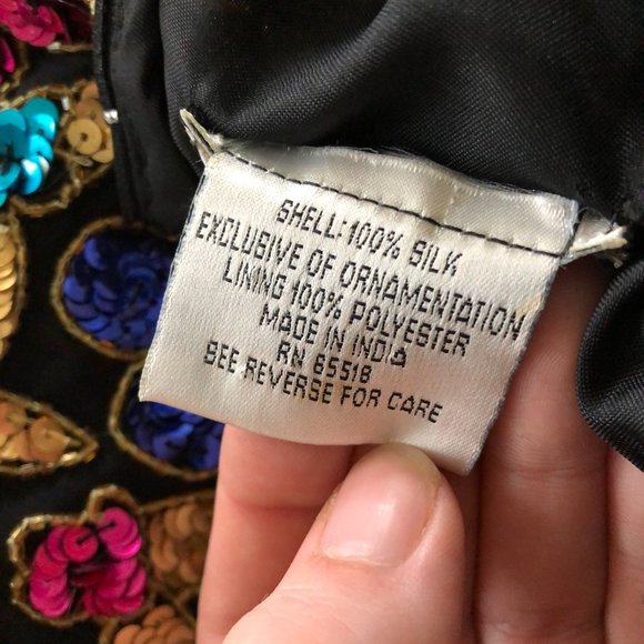 SOLD Vintage 1980s Blue Beaded Sequin Shift Dress - Picture 7 of 7